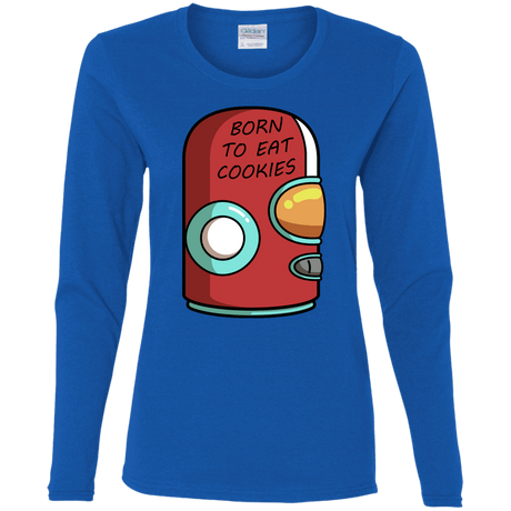 T-Shirts Royal / S Final Space Gary Born To Eat Cookies Women's Long Sleeve T-Shirt