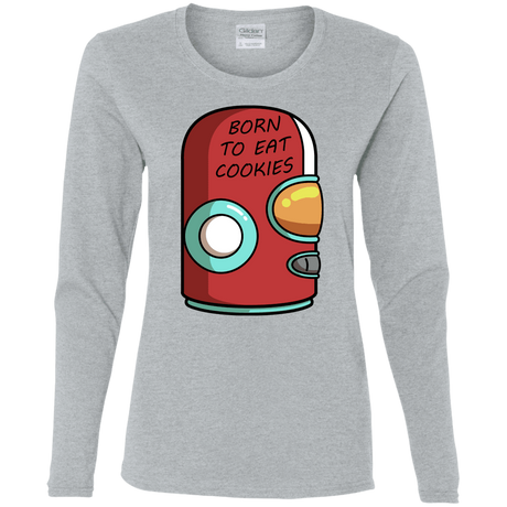 T-Shirts Sport Grey / S Final Space Gary Born To Eat Cookies Women's Long Sleeve T-Shirt