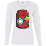 T-Shirts White / S Final Space Gary Born To Eat Cookies Women's Long Sleeve T-Shirt