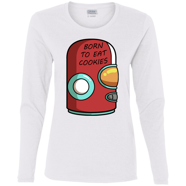 T-Shirts White / S Final Space Gary Born To Eat Cookies Women's Long Sleeve T-Shirt