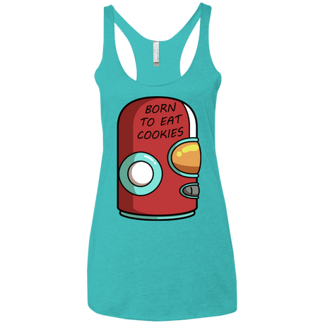 T-Shirts Tahiti Blue / X-Small Final Space Gary Born To Eat Cookies Women's Triblend Racerback Tank