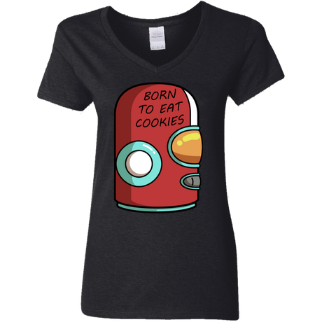 T-Shirts Black / S Final Space Gary Born To Eat Cookies Women's V-Neck T-Shirt