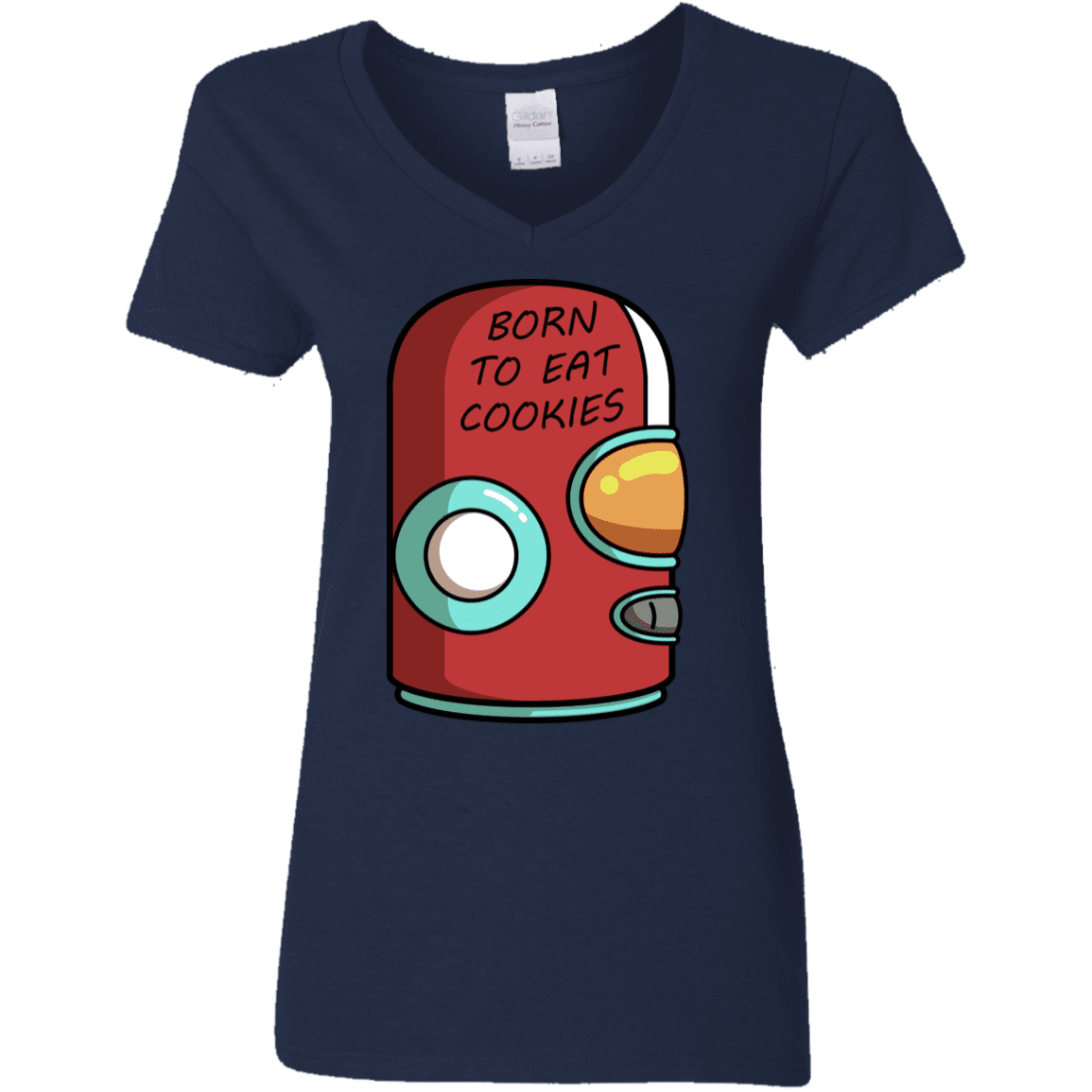 T-Shirts Navy / S Final Space Gary Born To Eat Cookies Women's V-Neck T-Shirt