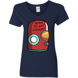 T-Shirts Navy / S Final Space Gary Born To Eat Cookies Women's V-Neck T-Shirt