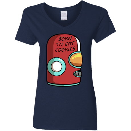 T-Shirts Navy / S Final Space Gary Born To Eat Cookies Women's V-Neck T-Shirt