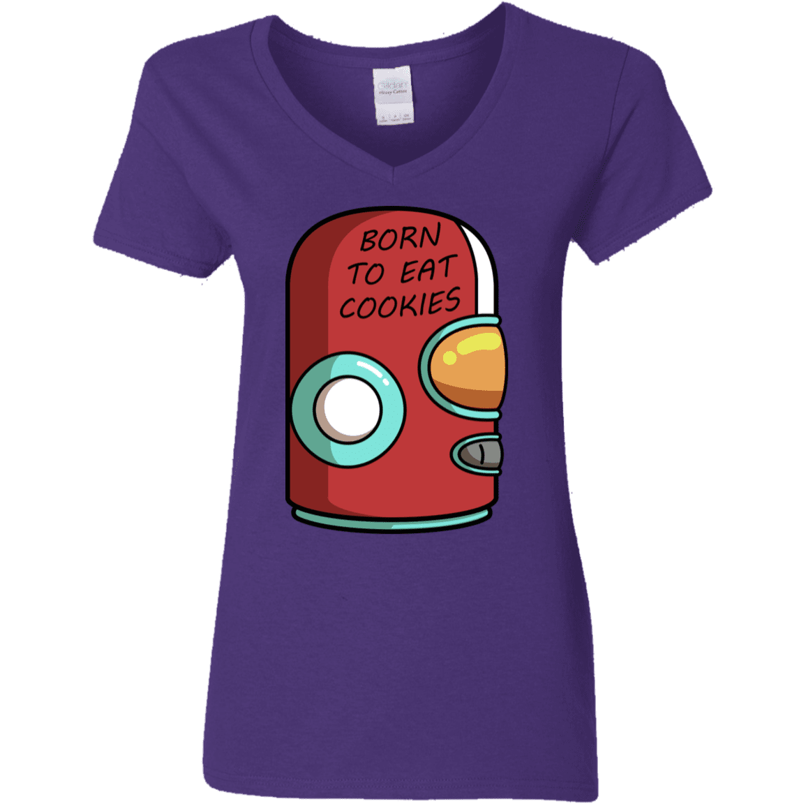 T-Shirts Purple / S Final Space Gary Born To Eat Cookies Women's V-Neck T-Shirt