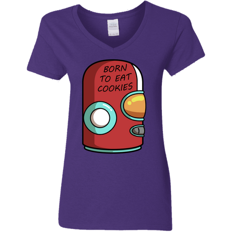 T-Shirts Purple / S Final Space Gary Born To Eat Cookies Women's V-Neck T-Shirt