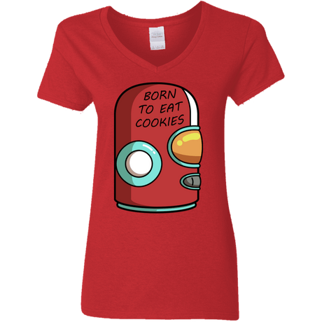 T-Shirts Red / S Final Space Gary Born To Eat Cookies Women's V-Neck T-Shirt