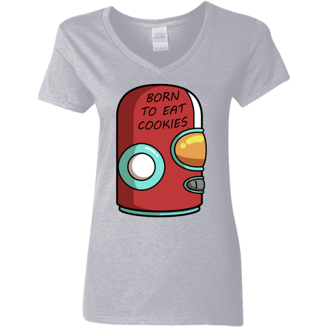 T-Shirts Sport Grey / S Final Space Gary Born To Eat Cookies Women's V-Neck T-Shirt