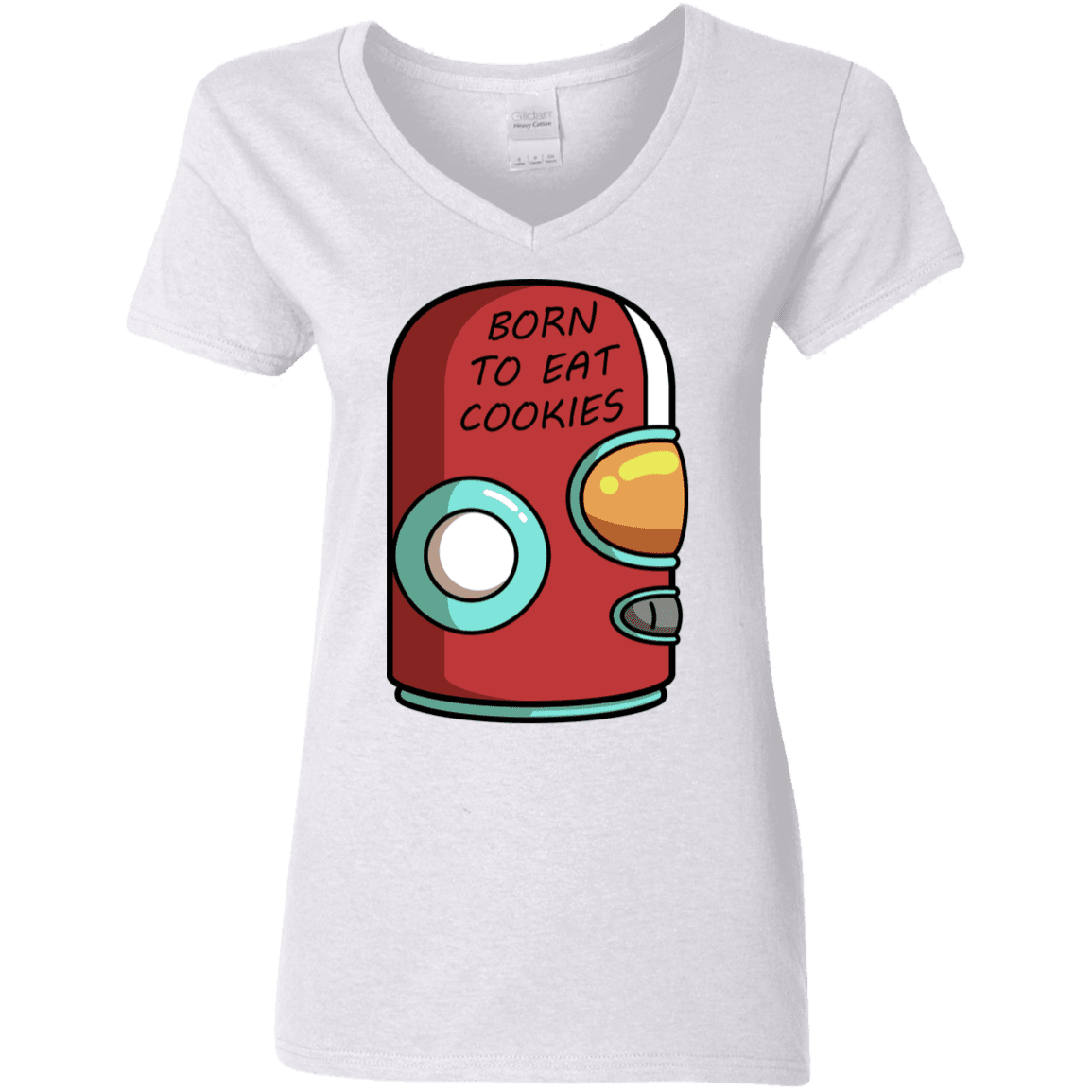 T-Shirts White / S Final Space Gary Born To Eat Cookies Women's V-Neck T-Shirt