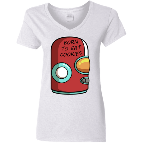 T-Shirts White / S Final Space Gary Born To Eat Cookies Women's V-Neck T-Shirt