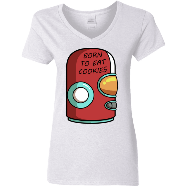 T-Shirts White / S Final Space Gary Born To Eat Cookies Women's V-Neck T-Shirt