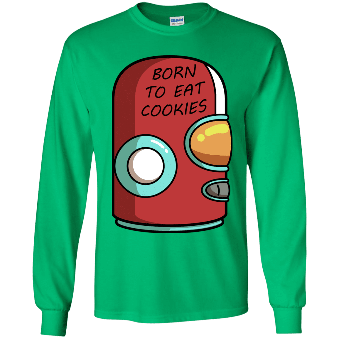 T-Shirts Irish Green / YS Final Space Gary Born To Eat Cookies Youth Long Sleeve T-Shirt