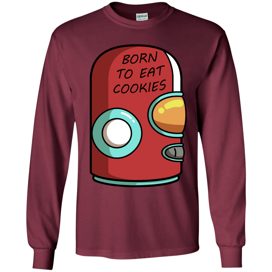 T-Shirts Maroon / YS Final Space Gary Born To Eat Cookies Youth Long Sleeve T-Shirt