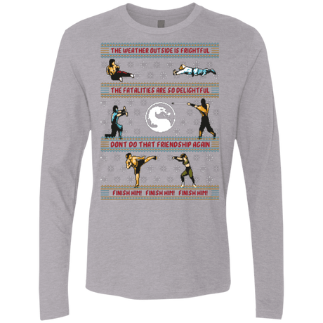 T-Shirts Heather Grey / Small Finish Him Finish Him Finish Him Men's Premium Long Sleeve