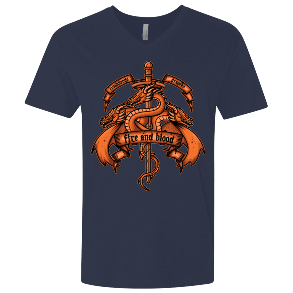 T-Shirts Midnight Navy / X-Small FIRE AND BLOOD Men's Premium V-Neck