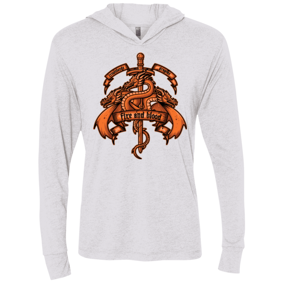 T-Shirts Heather White / X-Small FIRE AND BLOOD Triblend Long Sleeve Hoodie Tee