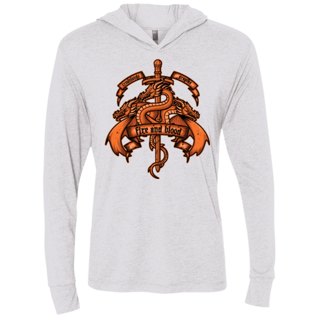 T-Shirts Heather White / X-Small FIRE AND BLOOD Triblend Long Sleeve Hoodie Tee