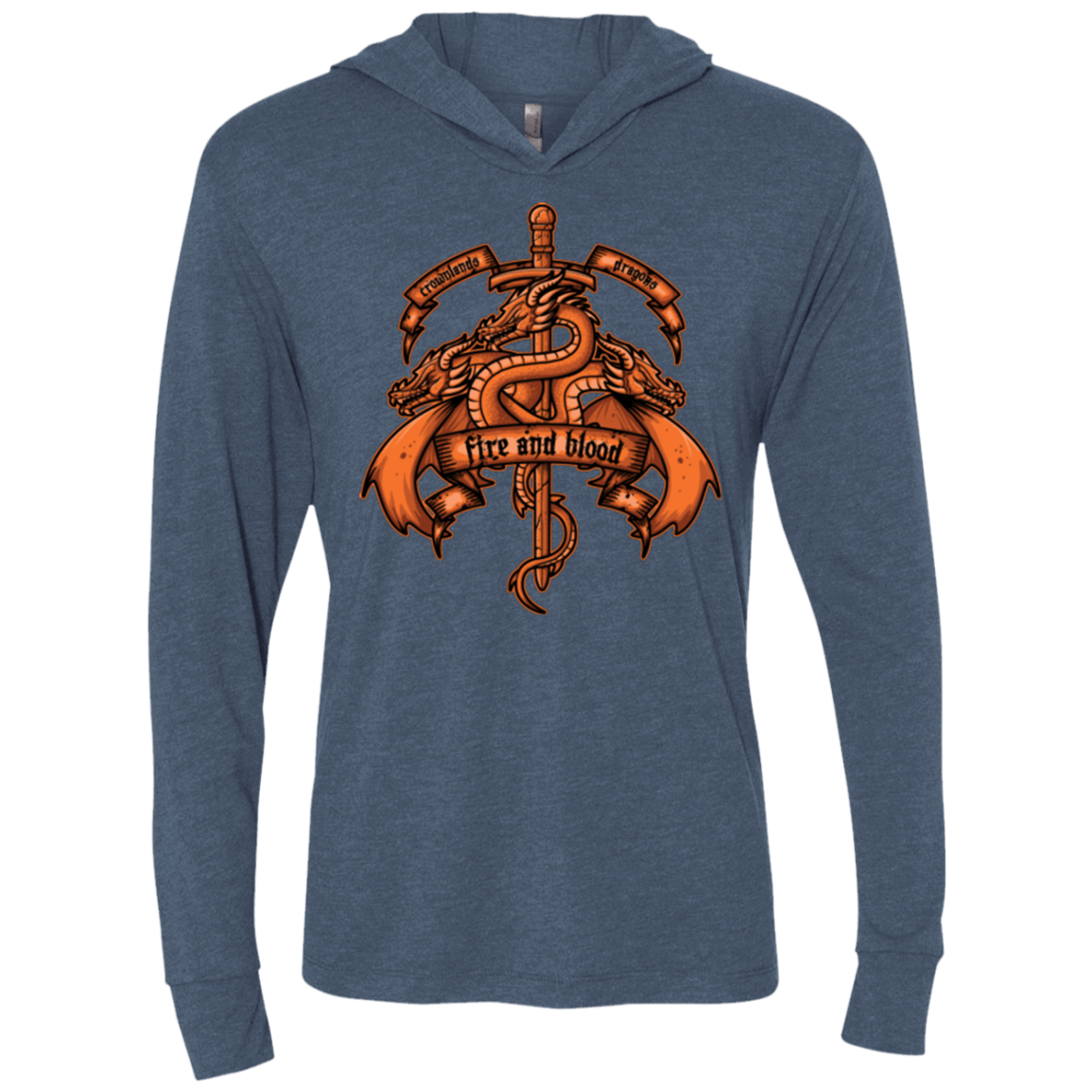 T-Shirts Indigo / X-Small FIRE AND BLOOD Triblend Long Sleeve Hoodie Tee
