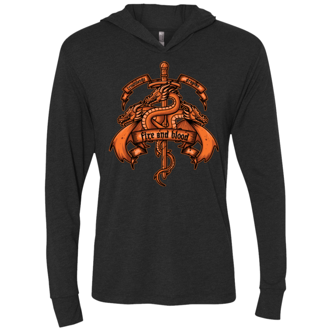 T-Shirts Vintage Black / X-Small FIRE AND BLOOD Triblend Long Sleeve Hoodie Tee