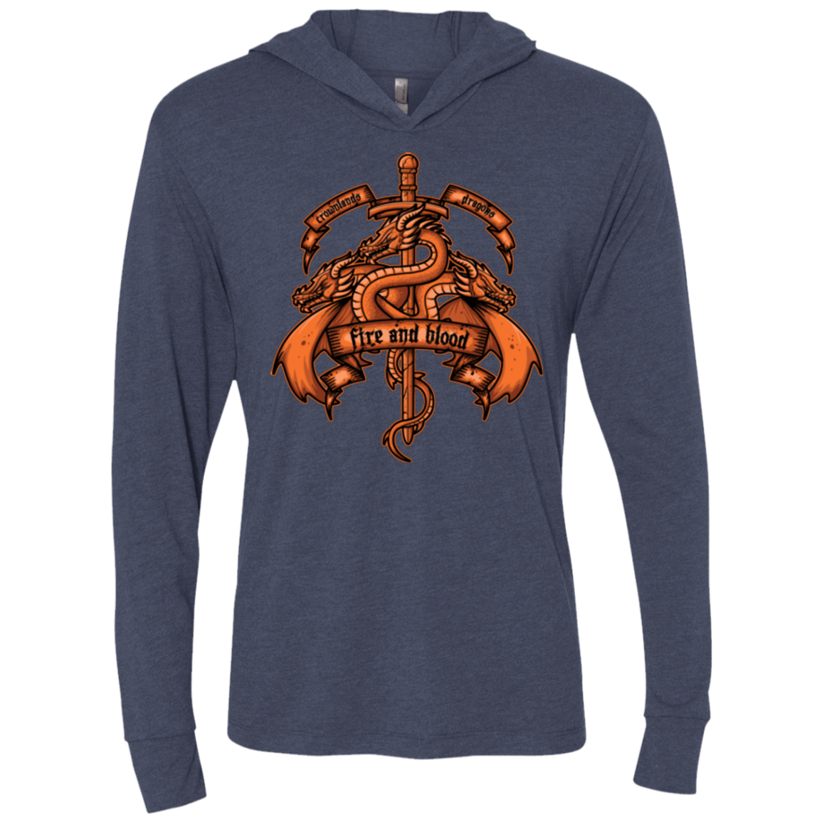 T-Shirts Vintage Navy / X-Small FIRE AND BLOOD Triblend Long Sleeve Hoodie Tee