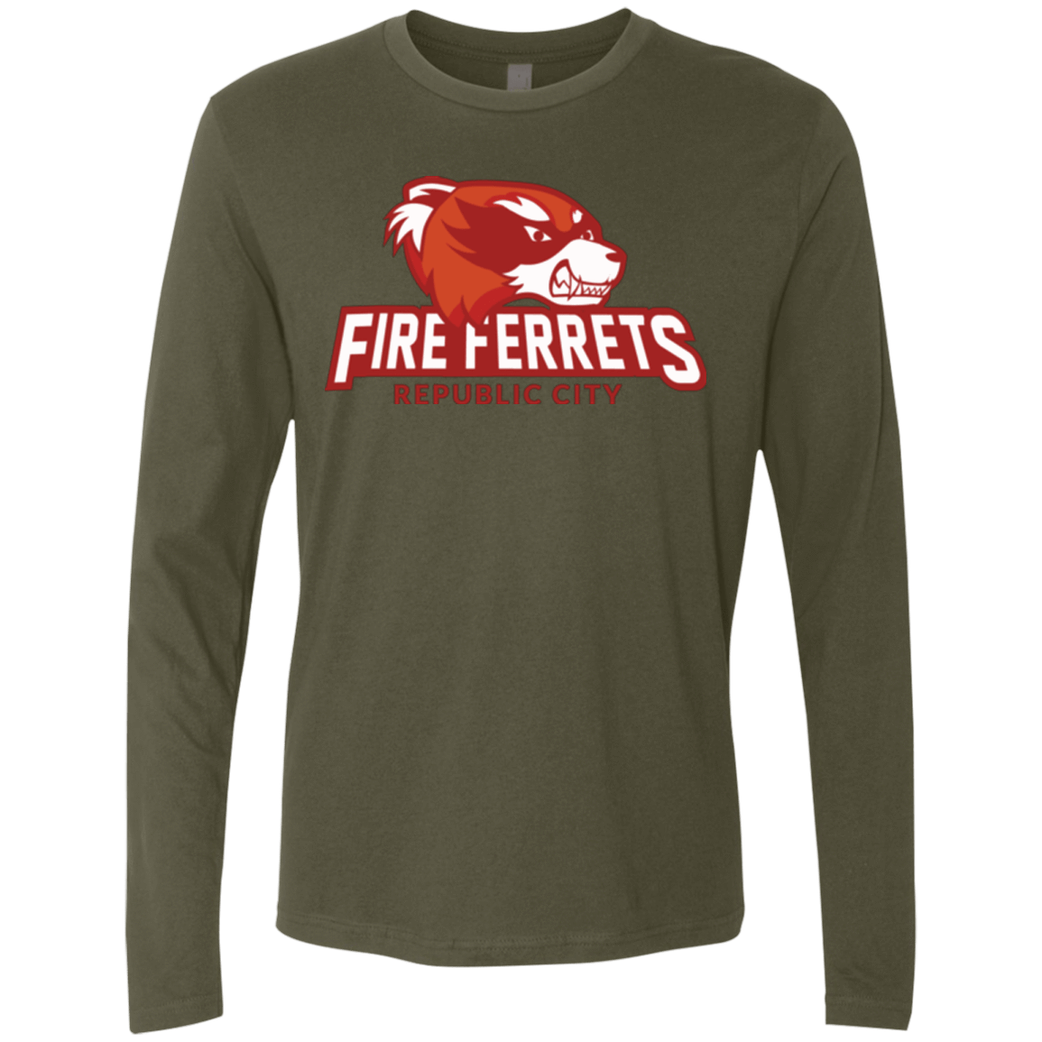 T-Shirts Military Green / Small Fire Ferrets Men's Premium Long Sleeve