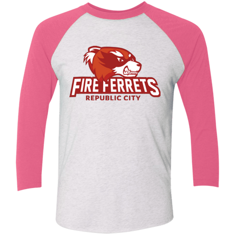 T-Shirts Heather White/Vintage Pink / X-Small Fire Ferrets Triblend 3/4 Sleeve