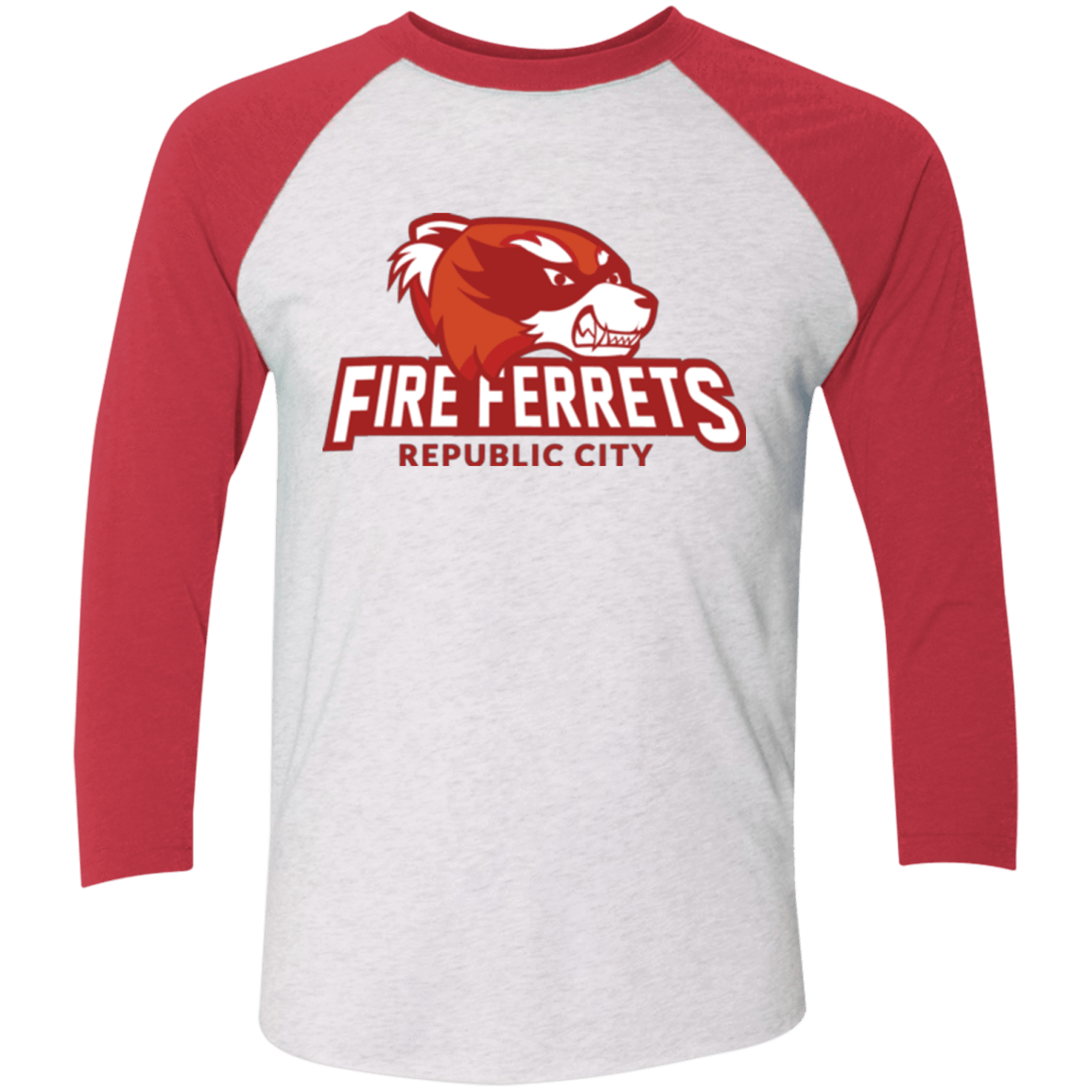 T-Shirts Heather White/Vintage Red / X-Small Fire Ferrets Triblend 3/4 Sleeve