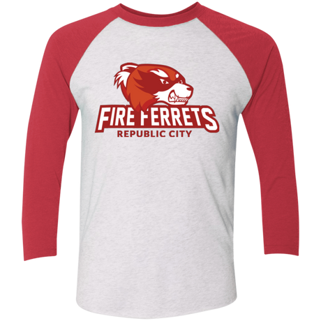 T-Shirts Heather White/Vintage Red / X-Small Fire Ferrets Triblend 3/4 Sleeve