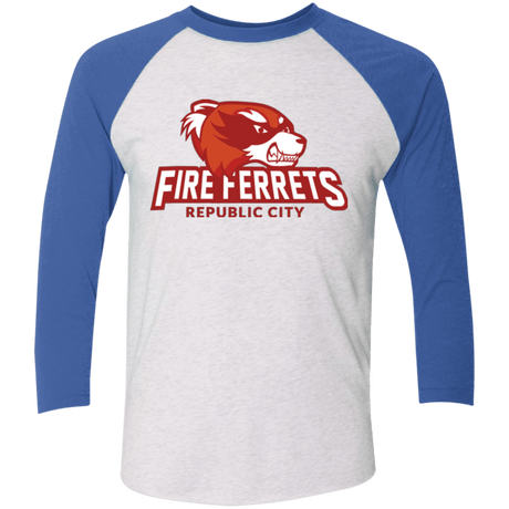 T-Shirts Heather White/Vintage Royal / X-Small Fire Ferrets Triblend 3/4 Sleeve