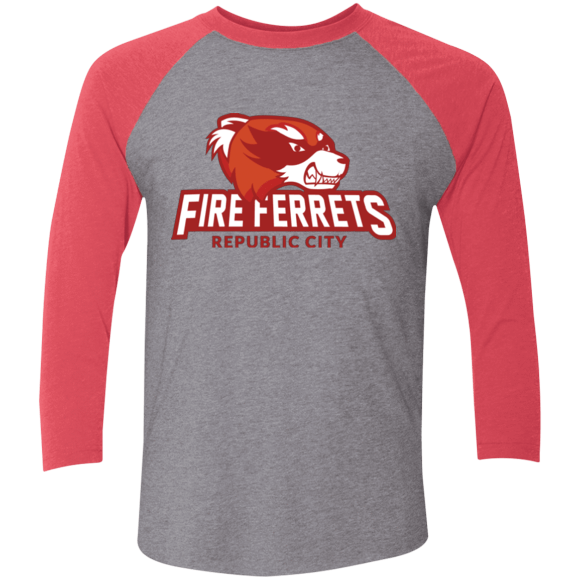 T-Shirts Premium Heather/ Vintage Red / X-Small Fire Ferrets Triblend 3/4 Sleeve