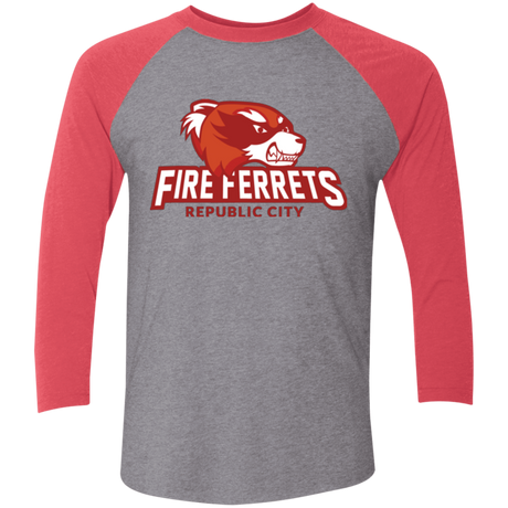 T-Shirts Premium Heather/ Vintage Red / X-Small Fire Ferrets Triblend 3/4 Sleeve