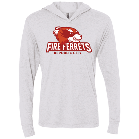 T-Shirts Heather White / X-Small Fire Ferrets Triblend Long Sleeve Hoodie Tee