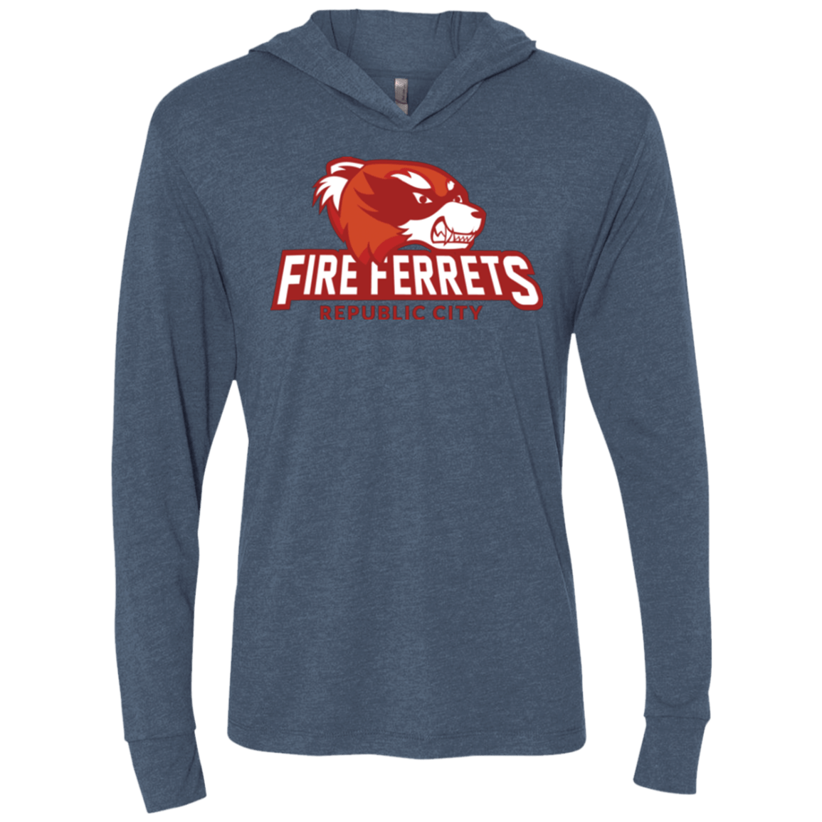 T-Shirts Indigo / X-Small Fire Ferrets Triblend Long Sleeve Hoodie Tee