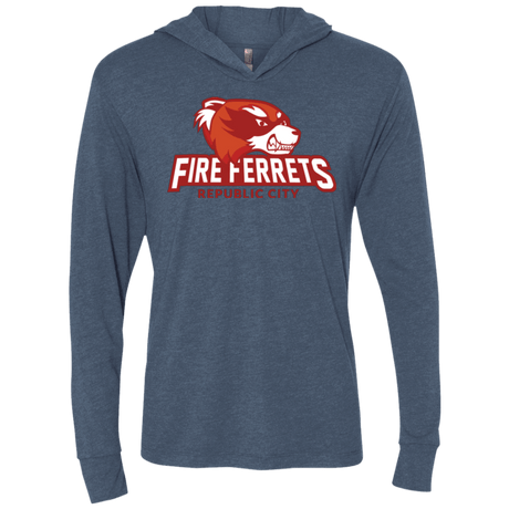 T-Shirts Indigo / X-Small Fire Ferrets Triblend Long Sleeve Hoodie Tee