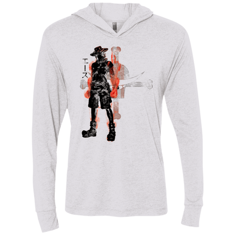 T-Shirts Heather White / X-Small Fire fist Triblend Long Sleeve Hoodie Tee