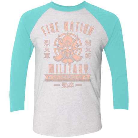T-Shirts Heather White/Tahiti Blue / X-Small Fire is Fierce Men's Triblend 3/4 Sleeve