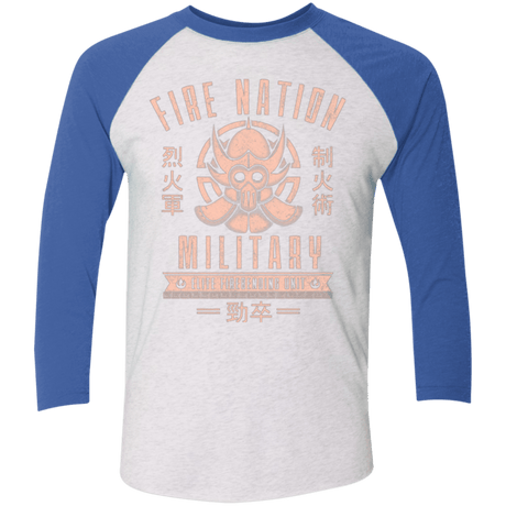 T-Shirts Heather White/Vintage Royal / X-Small Fire is Fierce Men's Triblend 3/4 Sleeve