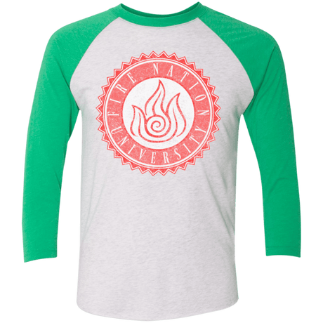 T-Shirts Heather White/Envy / X-Small Fire Nation Univeristy Triblend 3/4 Sleeve
