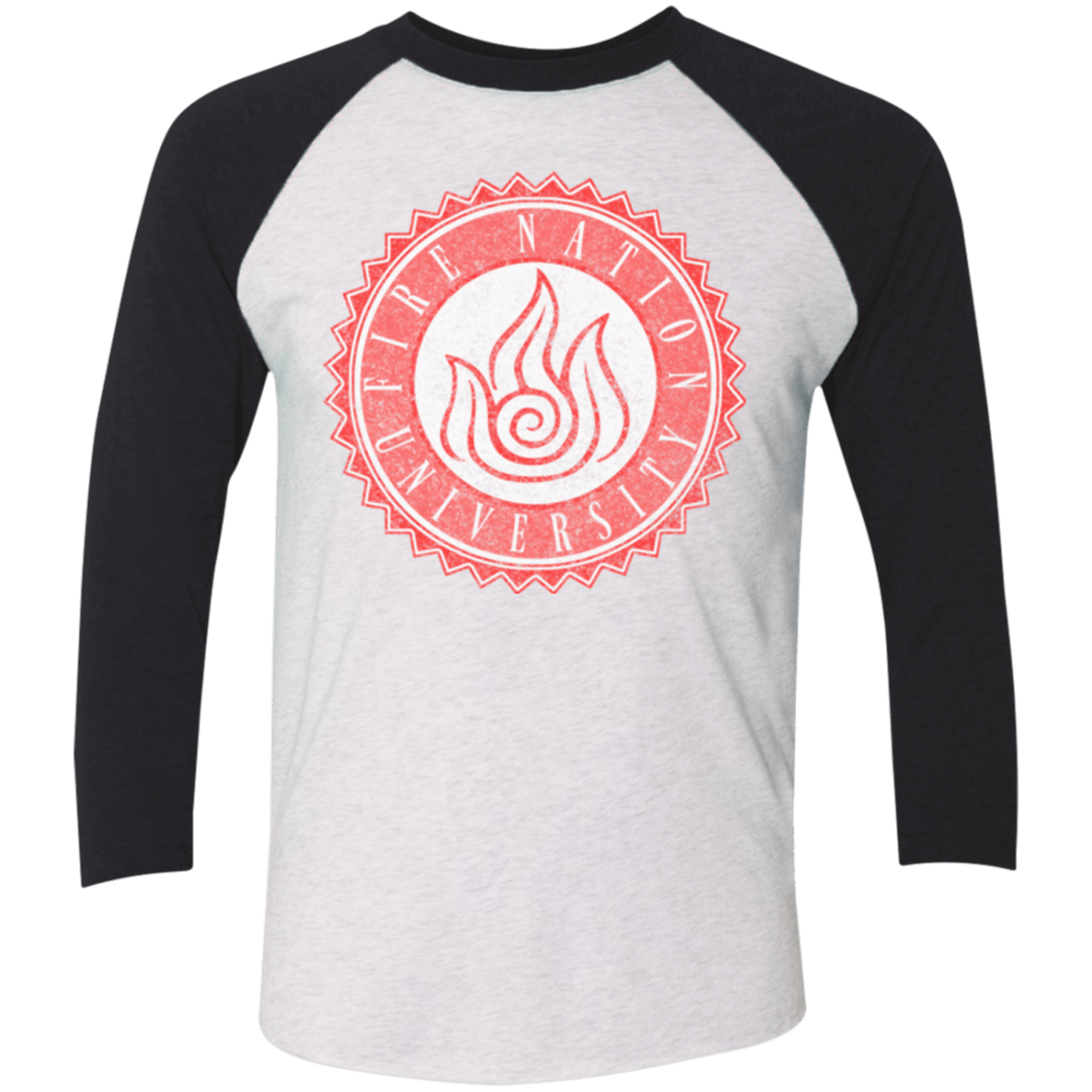 T-Shirts Heather White/Vintage Black / X-Small Fire Nation Univeristy Triblend 3/4 Sleeve