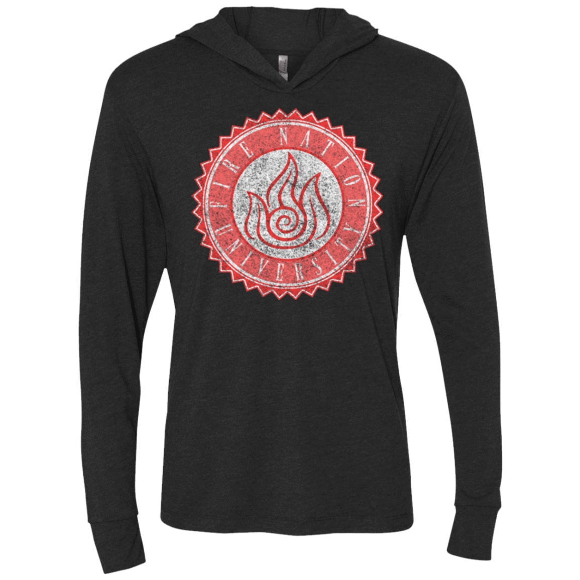 T-Shirts Vintage Black / X-Small Fire Nation Univeristy Triblend Long Sleeve Hoodie Tee