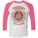 T-Shirts Heather White/Vintage Pink / X-Small Firebending university Triblend 3/4 Sleeve