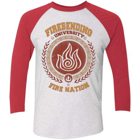T-Shirts Heather White/Vintage Red / X-Small Firebending university Triblend 3/4 Sleeve