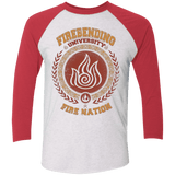 T-Shirts Heather White/Vintage Red / X-Small Firebending university Triblend 3/4 Sleeve