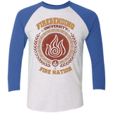 T-Shirts Heather White/Vintage Royal / X-Small Firebending university Triblend 3/4 Sleeve