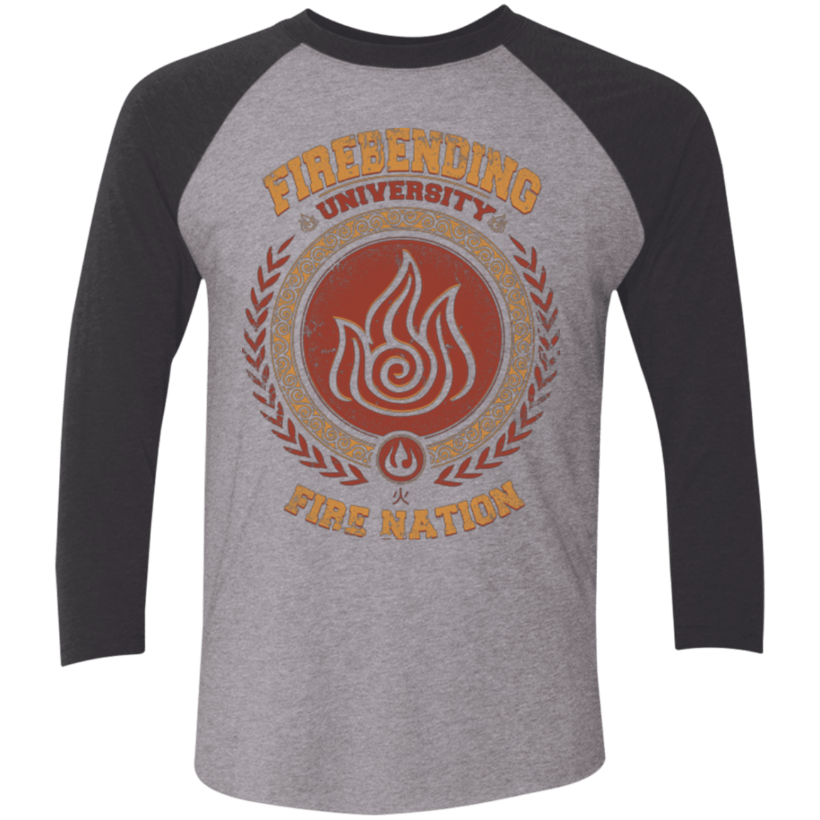 T-Shirts Premium Heather/ Vintage Black / X-Small Firebending university Triblend 3/4 Sleeve