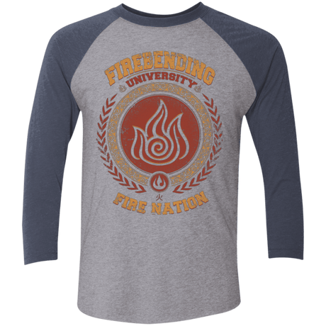 T-Shirts Premium Heather/ Vintage Navy / X-Small Firebending university Triblend 3/4 Sleeve