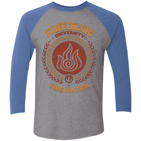 T-Shirts Premium Heather/ Vintage Royal / X-Small Firebending university Triblend 3/4 Sleeve