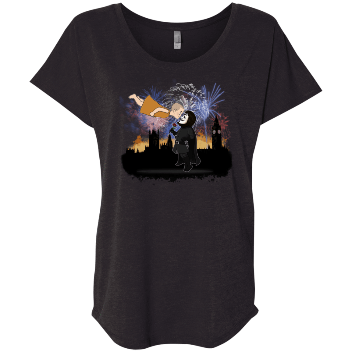 T-Shirts Vintage Black / X-Small Fireworks Triblend Dolman Sleeve