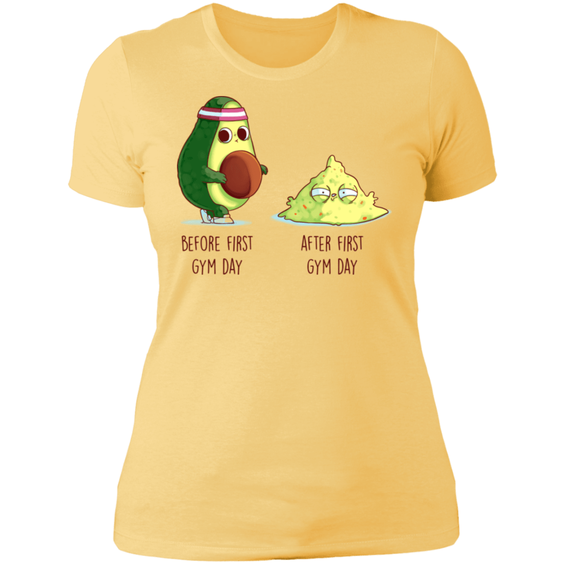 T-Shirts Banana Cream/ / S First Gym Day Avocado Women's Premium T-Shirt